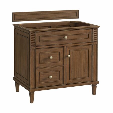 James Martin Vanities 36'' Single Vanity, Mid-Century Walnut w/ 3 CM White Zeus Quartz Top 424-V36-WLT-3WZ